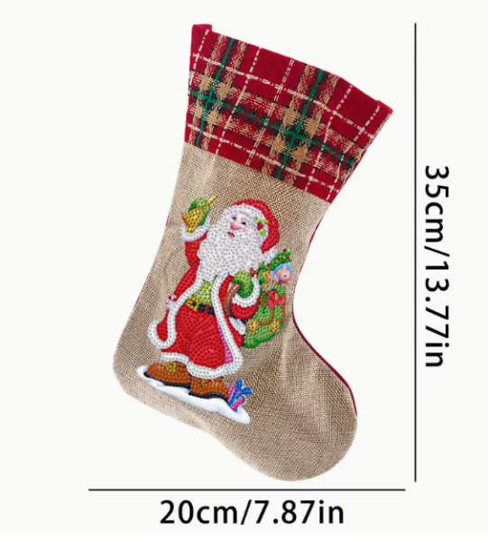 Diamond Painting 2er-Set Weihnachtsstrümpfe-Santa Claus